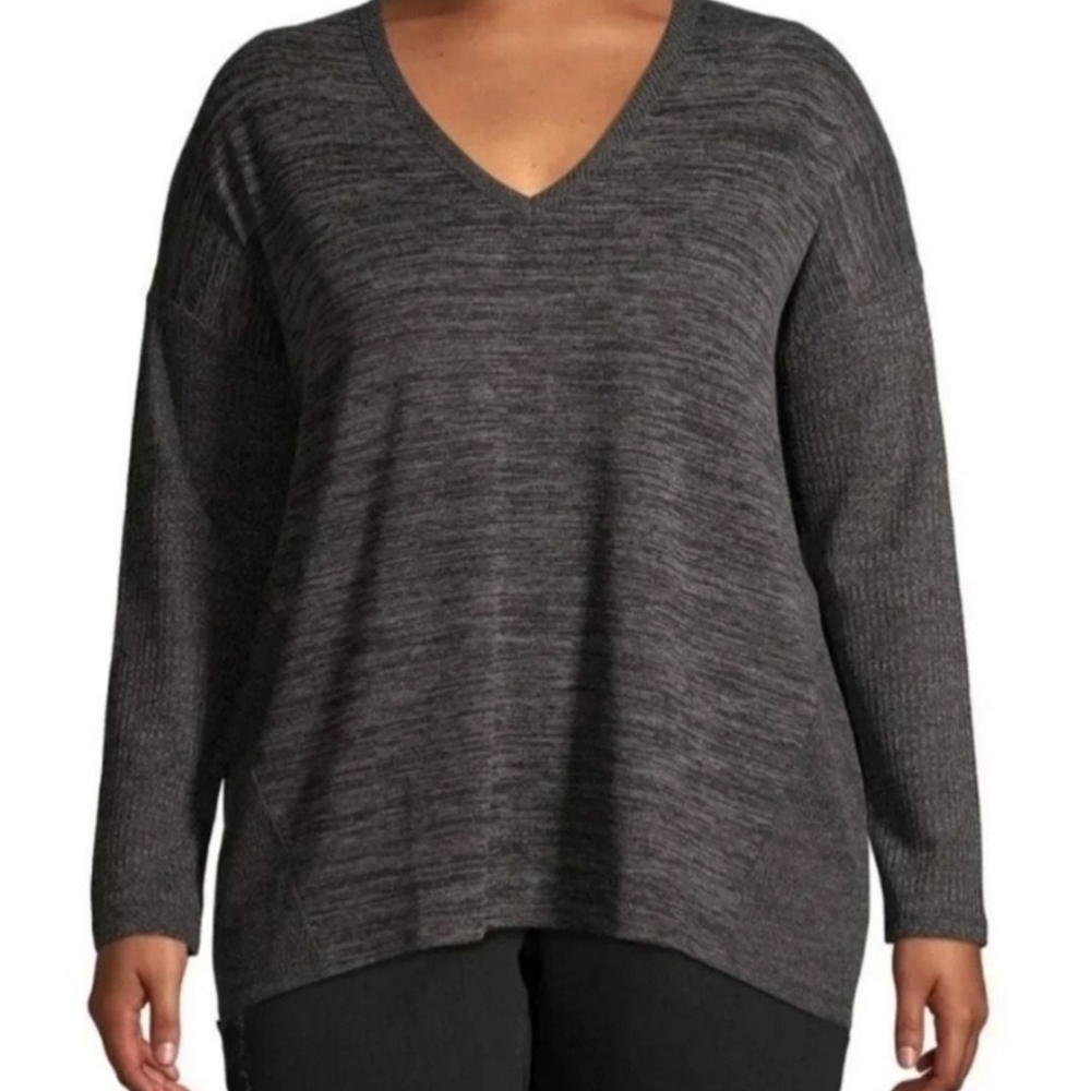 Terra & Sky Gray V-Neck Sweater